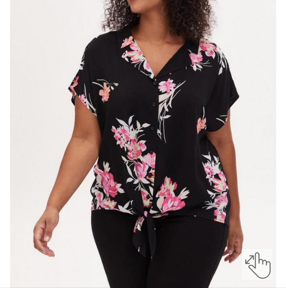 Torrid CHALLIS TIE-FRONT DOLMAN TOP